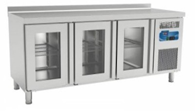3 Door Glass Under Counter Refrigerator